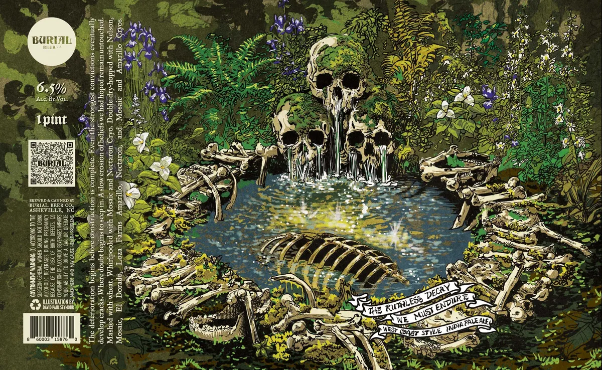 The Ruthless Decay We Must Endure label art — BURIAL BEER CO.