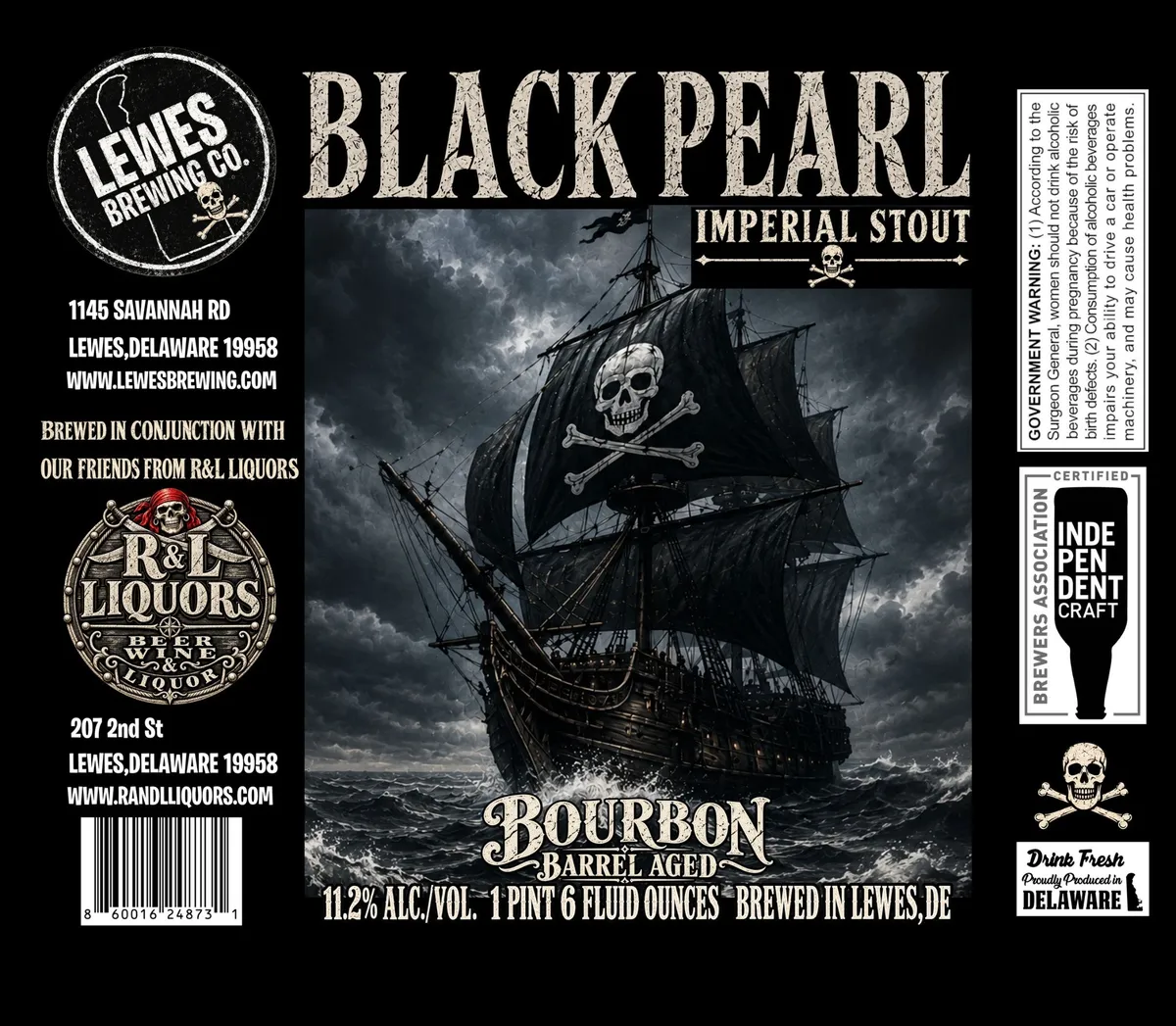 Black Pearl Imperial Stout label art — LEWES BREWING COMPANY
