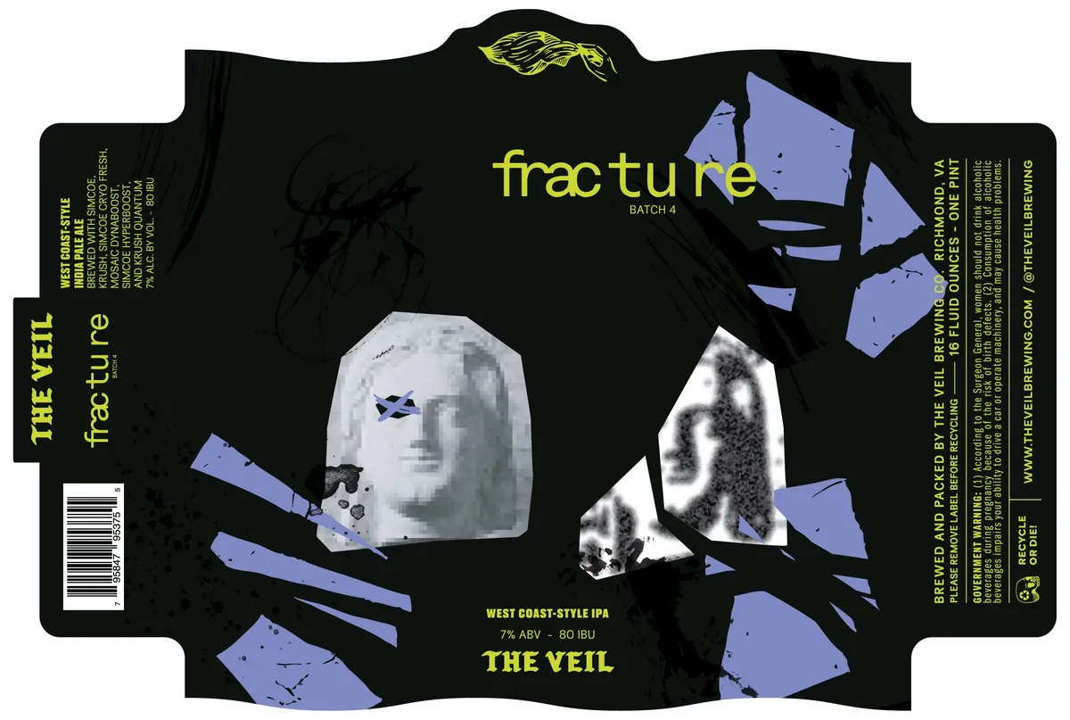 Fracture: Batch 4 label art — THE VEIL BREWING CO.