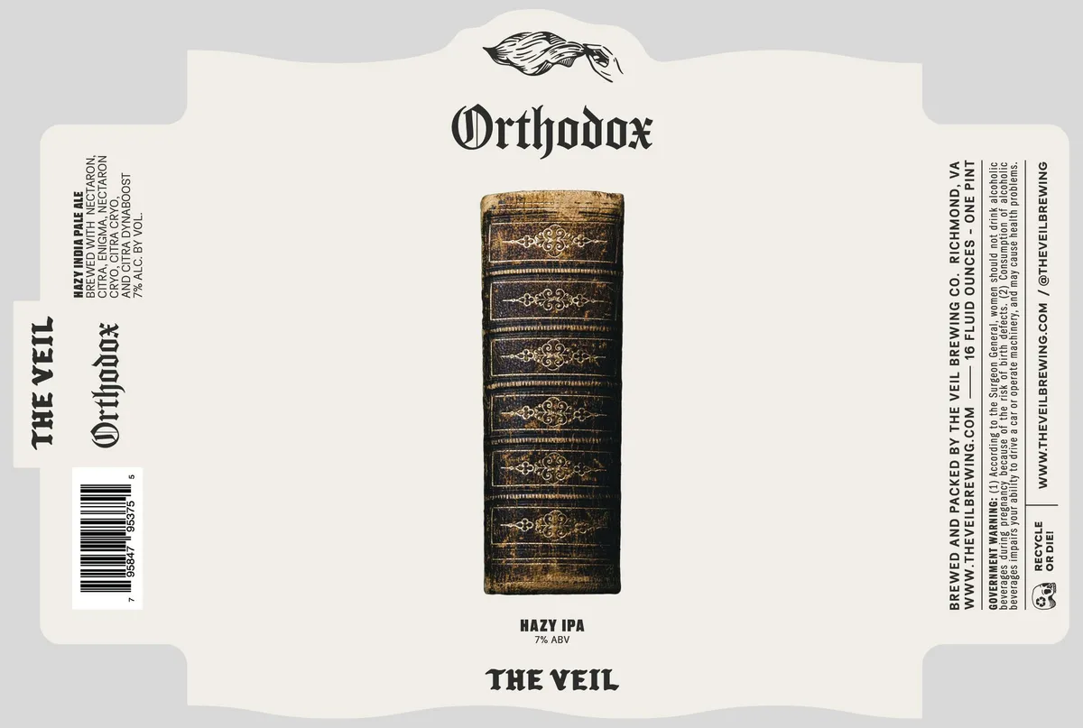 Orthodox label art — THE VEIL BREWING CO.