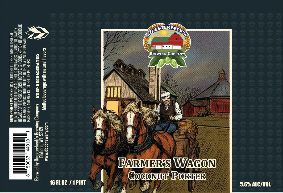 Farmer's Wagon Coconut Porter label art — FARMER'S WAGON