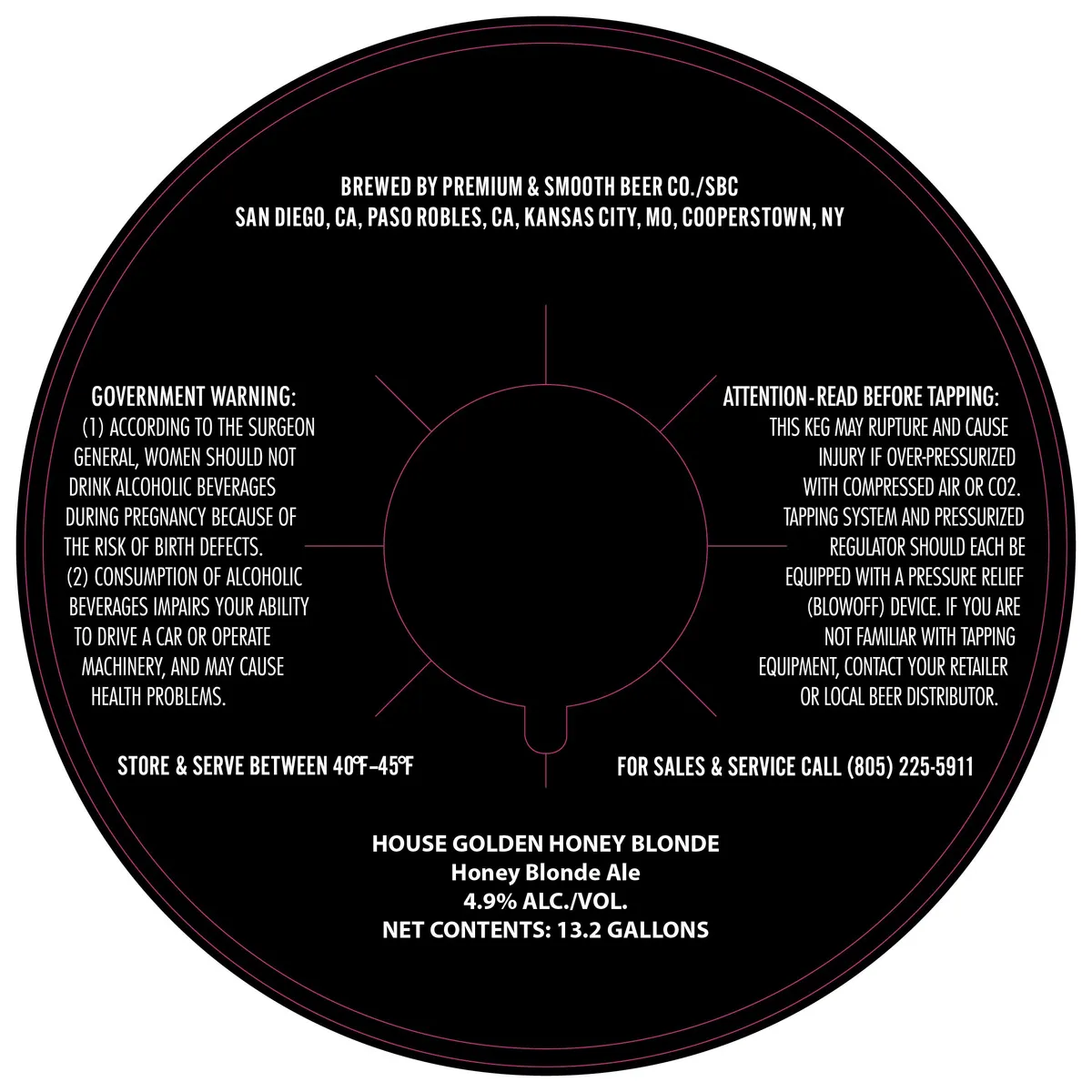 House Golden Honey Blonde label art — PREMIUM & SMOOTH BEER CO./SBC