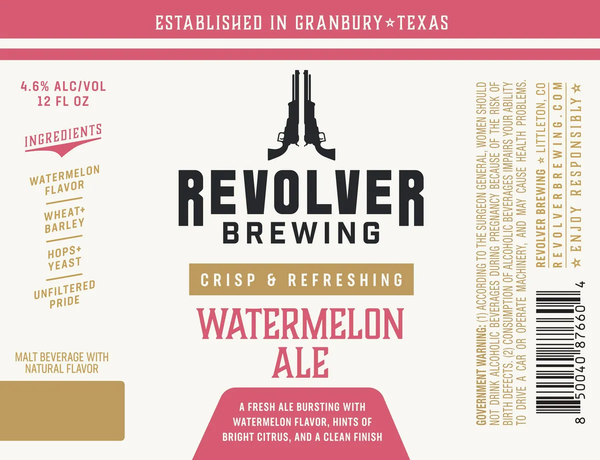 Watermelon Ale label art — REVOLVER BREWING COMPANY