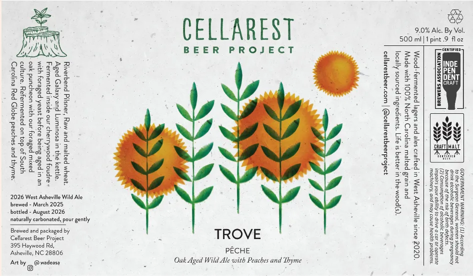 Trove Pêche label art — CELLAREST BEER PROJECT
