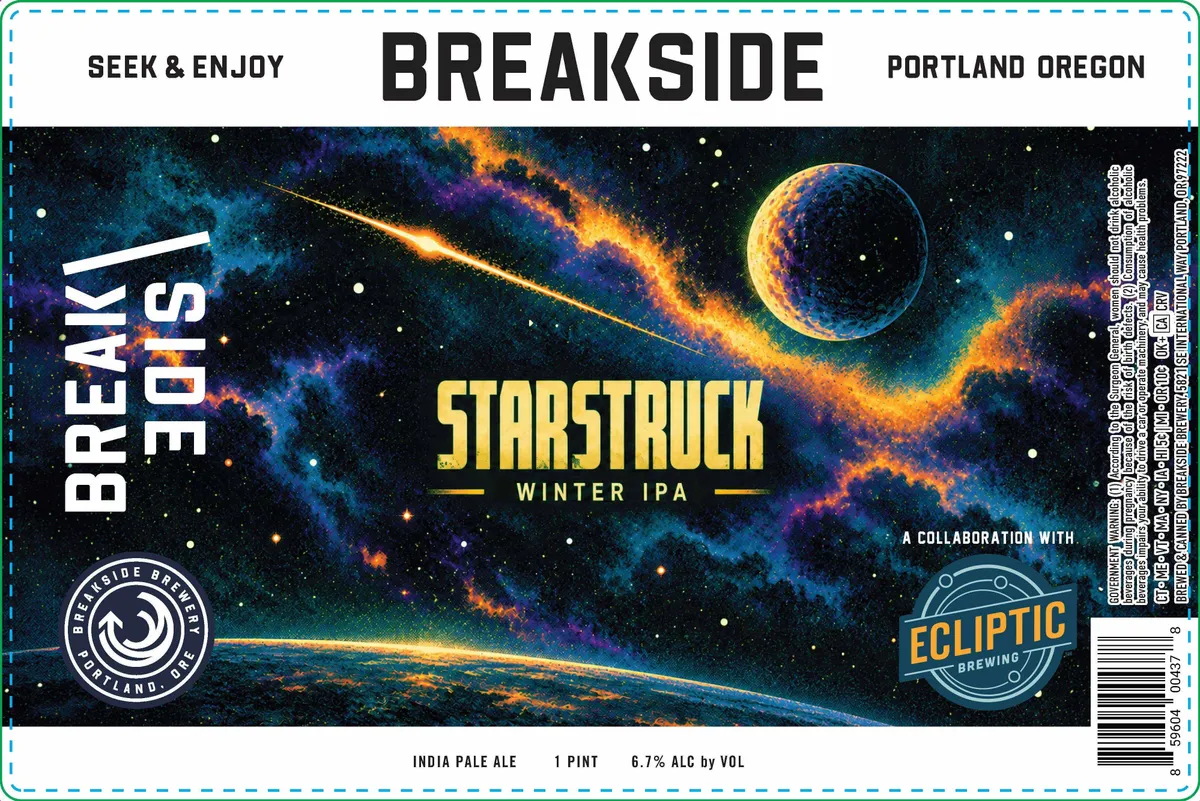Starstruck Winter IPA label art — BREAKSIDE BREWERY