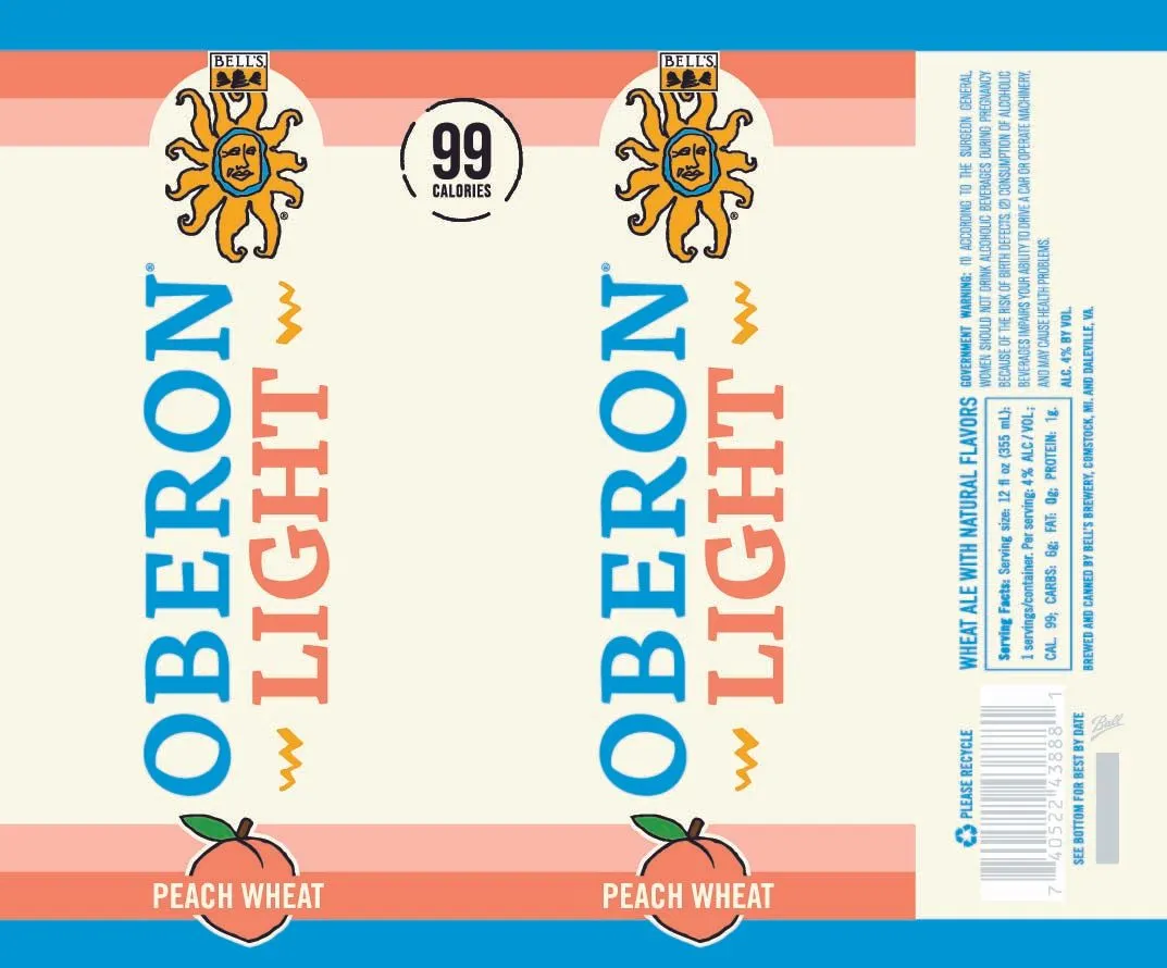 Oberon Light Peach Wheat label