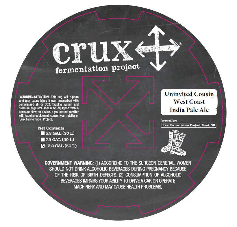Uninvited Cousin West Coast India Pale Ale label art — CRUX FERMENTATION PROJECT