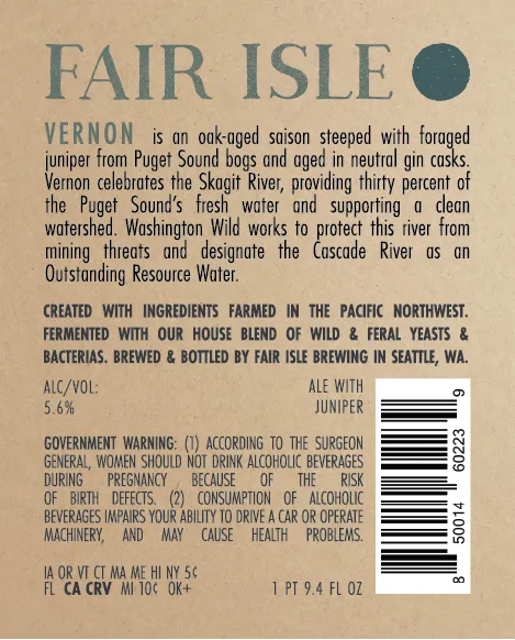 Vernon label art — FAIR ISLE