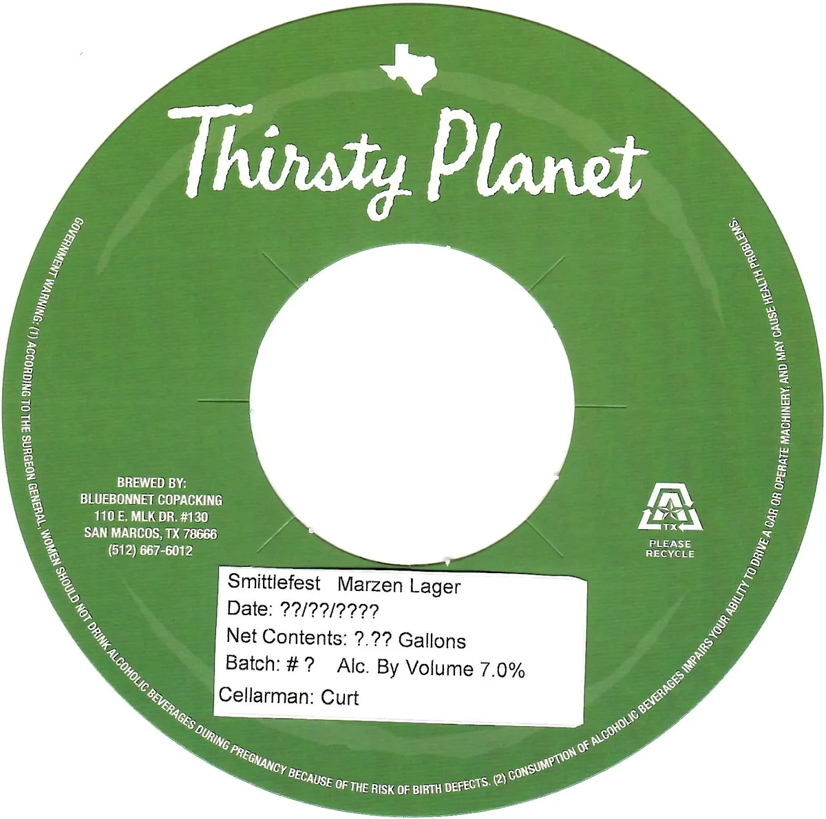 Smittlefest Marzen Lager label art — THIRSTY PLANET