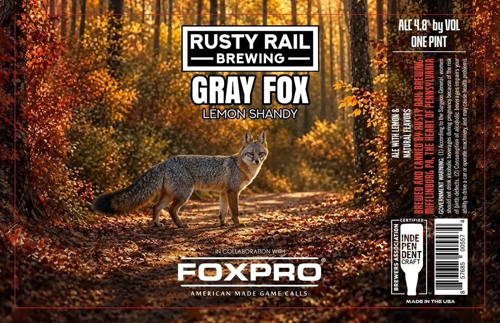 Gray Fox Lemon Shandy label art — RUSTY RAIL BREWING