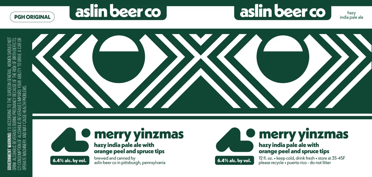 Merry Yinzmas label art — ASLIN BEER CO