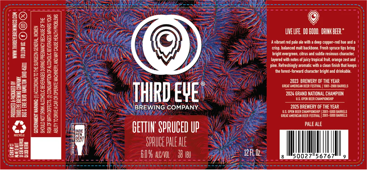 Gettin' Spruced Up label art — THIRD EYE BREWING COMPANY