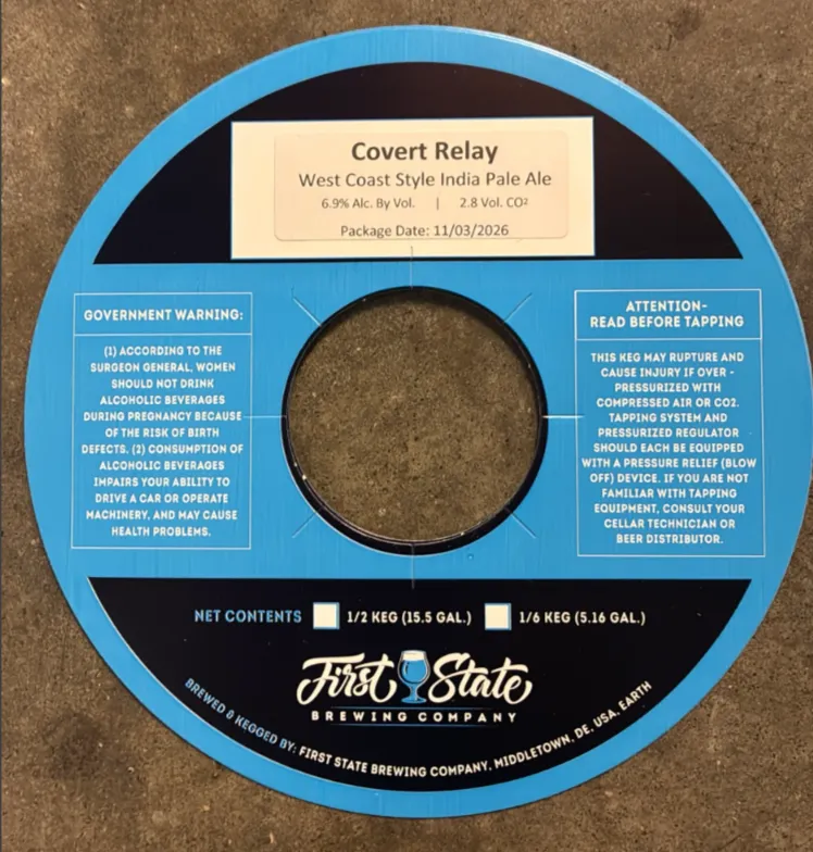Covert Relay label art — FIRST STATE BREWING COMPANY