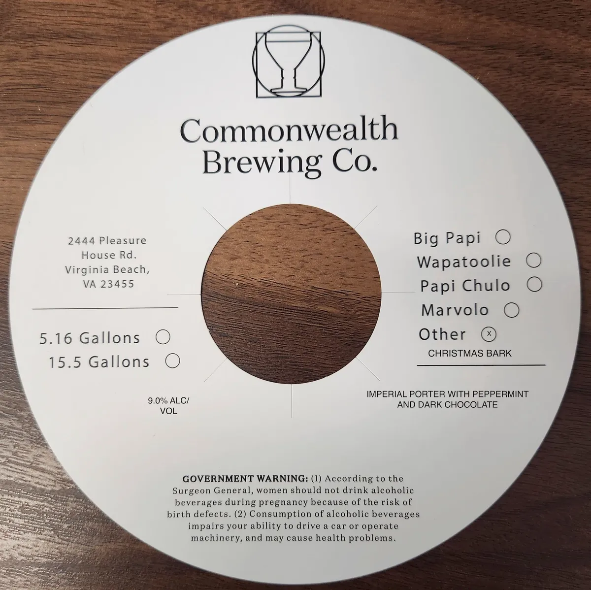 Christmas Bark label art — COMMONWEALTH BREWING CO