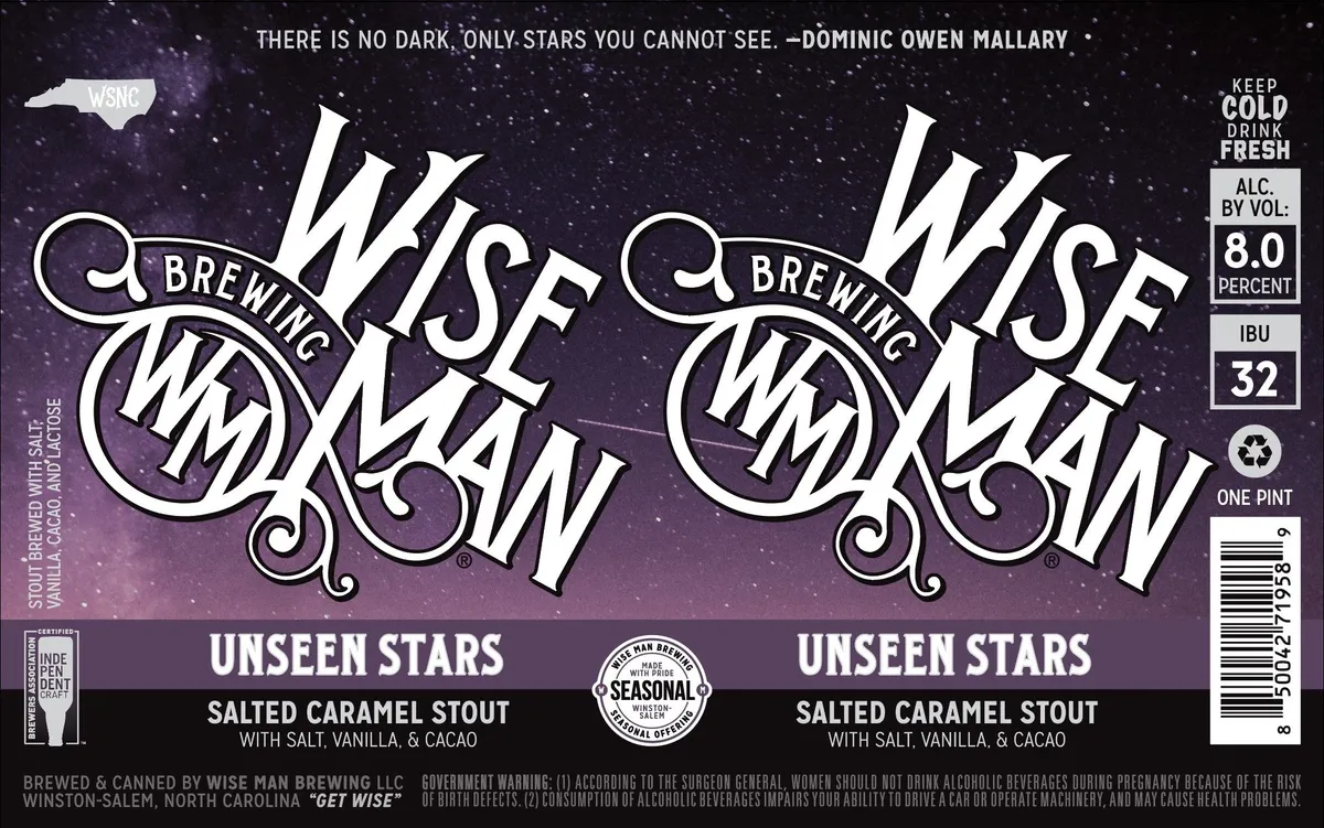 Unseen Stars label art — WISE MAN BREWING