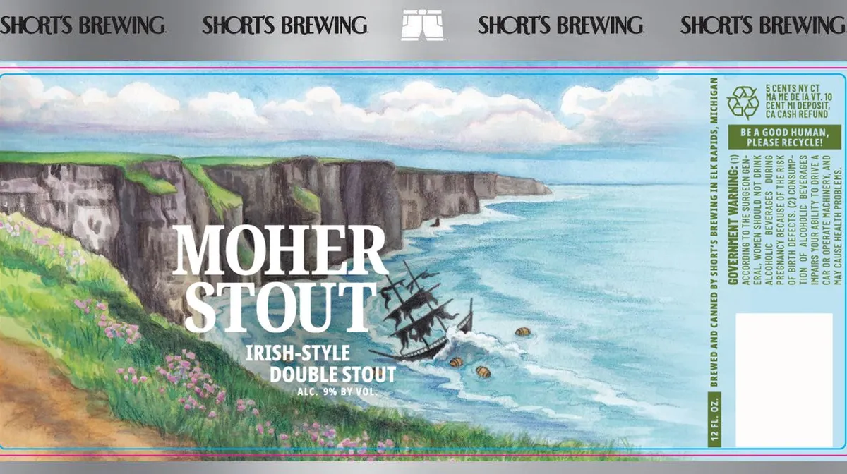 Moher Stout label art — SHORT'S BREWING
