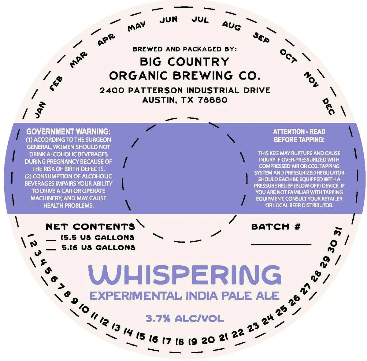 Whispering Experimental India Pale Ale label
