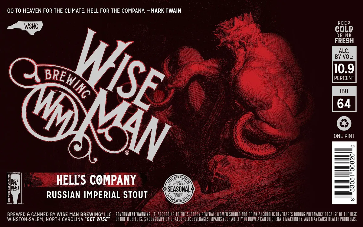 Hell's Company label art — WISE MAN BREWING
