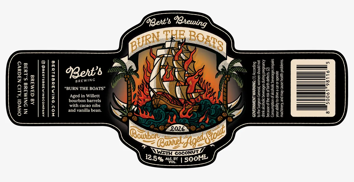 Burn The Boats label art — BERT'S BREWING