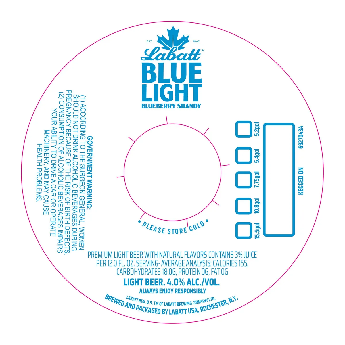 Blue Light Blueberry Shandy label art — LABATT