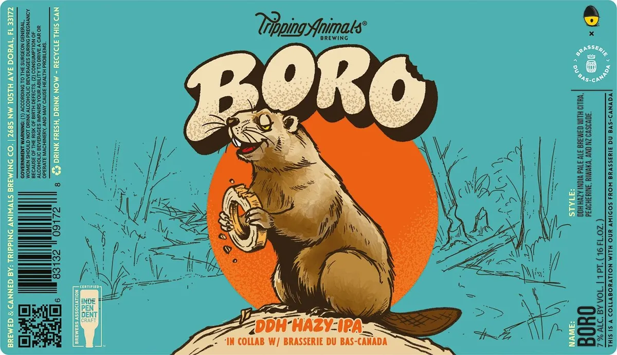 Boro label art — TRIPPING ANIMALS BREWING