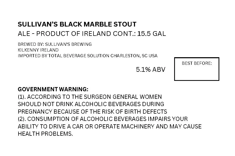 Black Marble Stout label