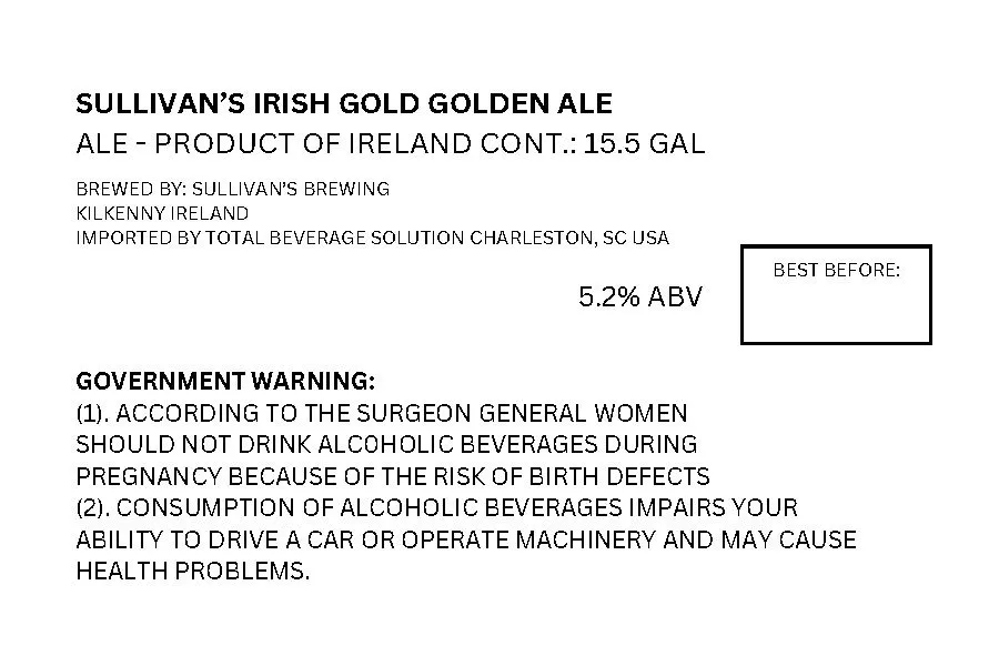 Irish Gold Golden Ale label