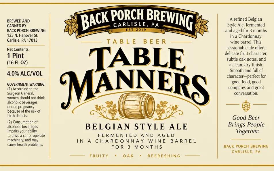 Table Manners label