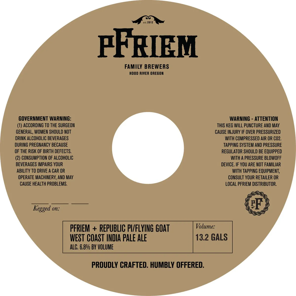 PFRIEM + Republic PI/Flying Goat West Coast India Pale Ale label