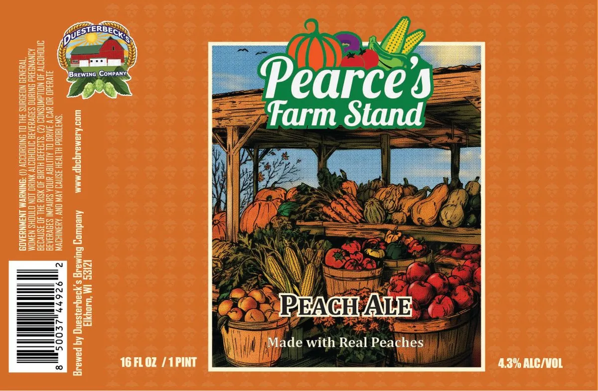 Pearce's Farm Stand Peach Ale label
