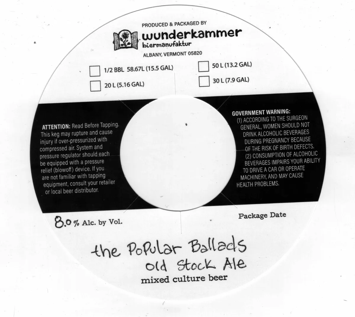 The Popular Ballads Old Stock Ale label
