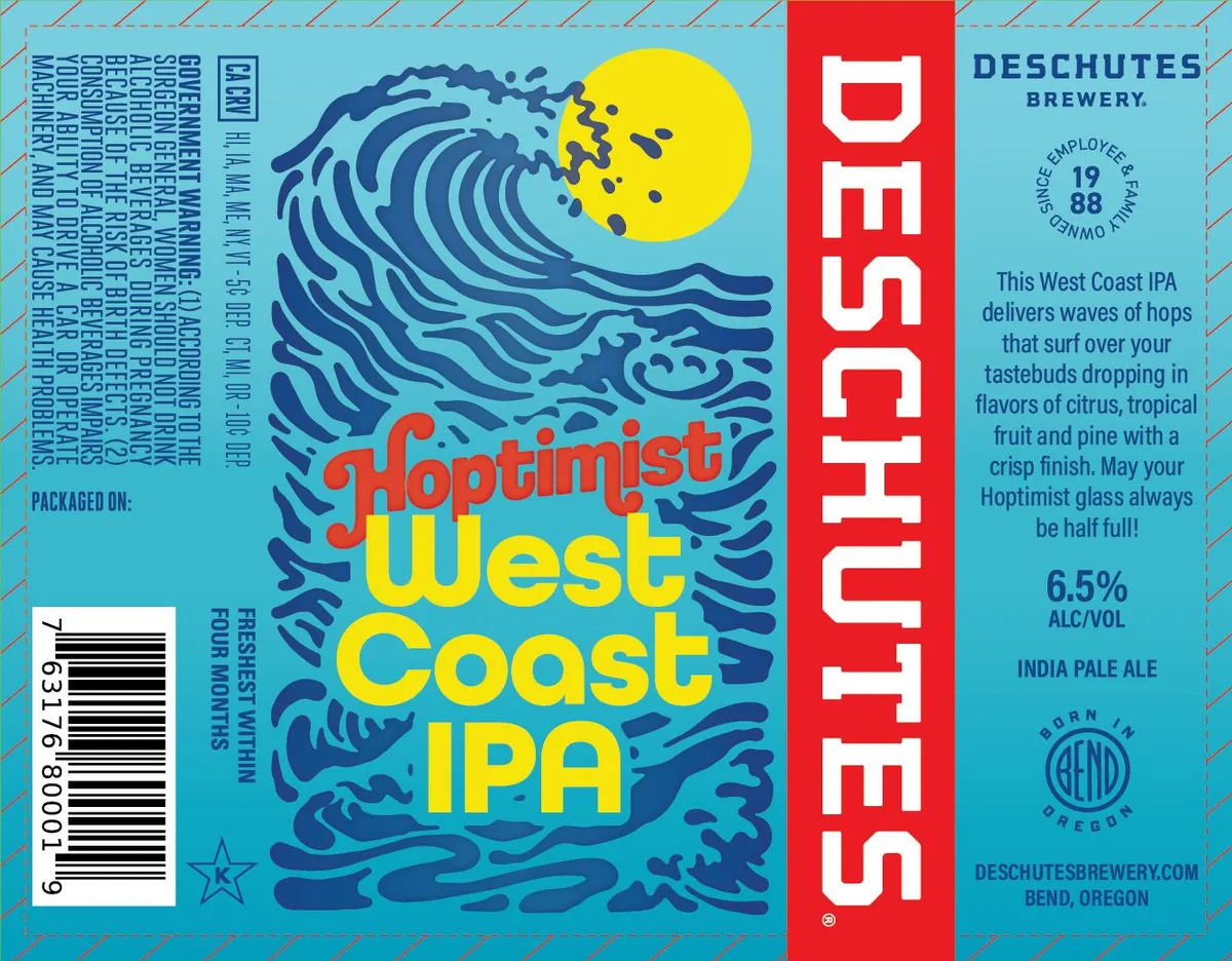 Hoptimist West Coast IPA label